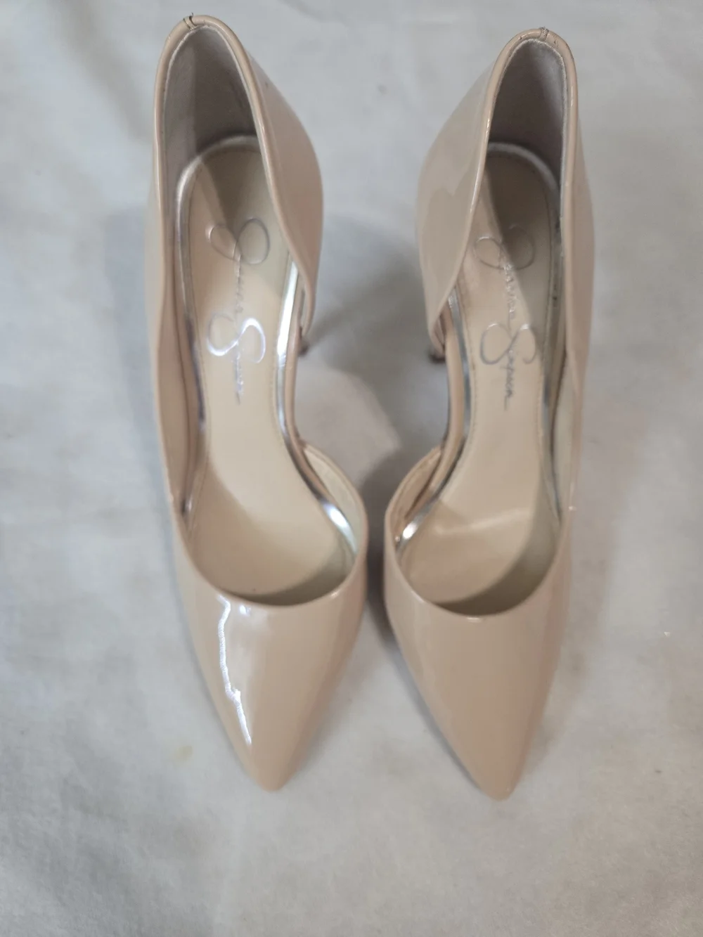 Jessica Simpson Nude Patent Pointed-Toe Stiletto Pumps Size 5.5